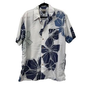O'neill mens‎ floral blue aloha shirt mens button down white Size: M